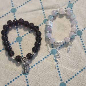 Elegant Beaded Bracelet Set with Charms